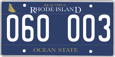 RI license plate 060003