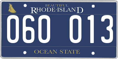 RI license plate 060013