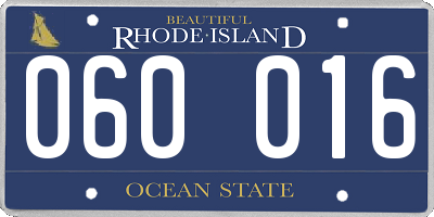 RI license plate 060016