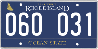RI license plate 060031