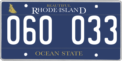 RI license plate 060033