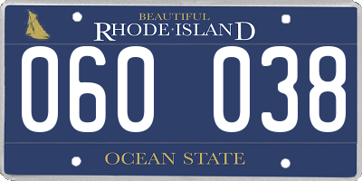 RI license plate 060038
