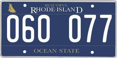 RI license plate 060077