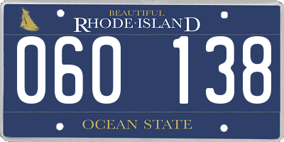 RI license plate 060138