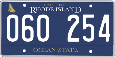 RI license plate 060254