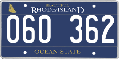 RI license plate 060362