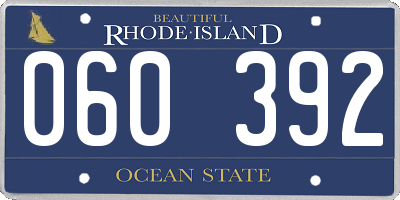 RI license plate 060392