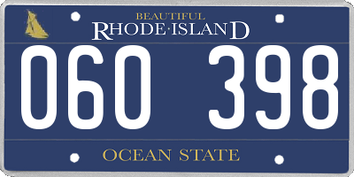 RI license plate 060398