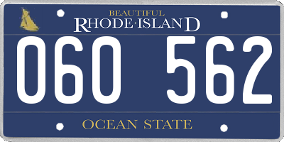 RI license plate 060562