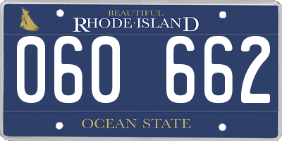 RI license plate 060662