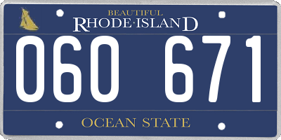 RI license plate 060671