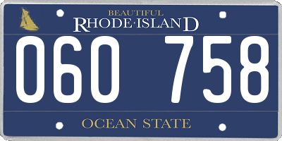 RI license plate 060758