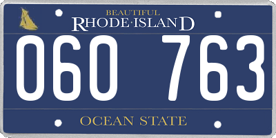 RI license plate 060763