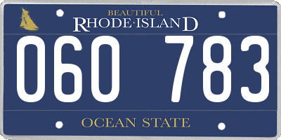 RI license plate 060783