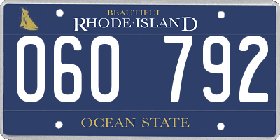 RI license plate 060792