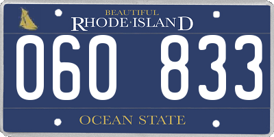 RI license plate 060833