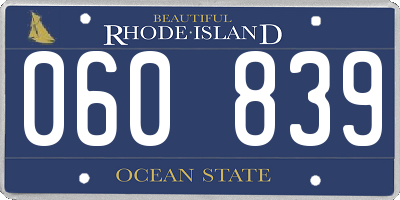 RI license plate 060839