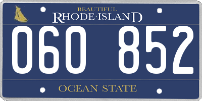 RI license plate 060852