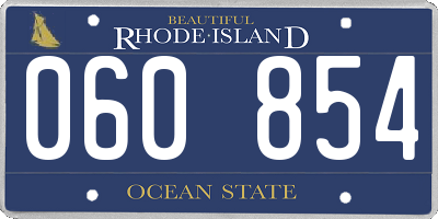 RI license plate 060854