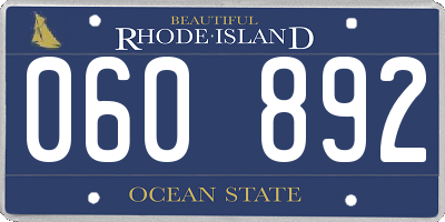 RI license plate 060892