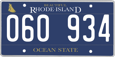 RI license plate 060934