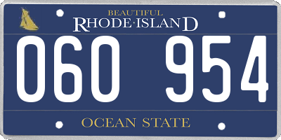 RI license plate 060954