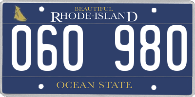 RI license plate 060980