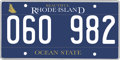 RI license plate 060982