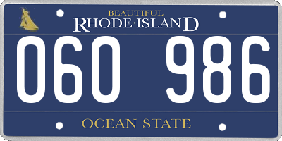 RI license plate 060986