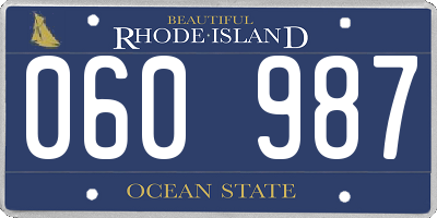 RI license plate 060987