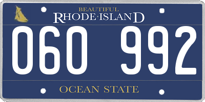 RI license plate 060992