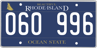 RI license plate 060996