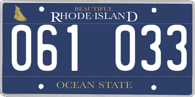 RI license plate 061033