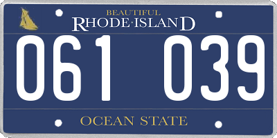 RI license plate 061039