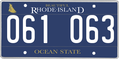 RI license plate 061063