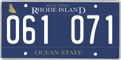 RI license plate 061071
