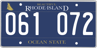 RI license plate 061072