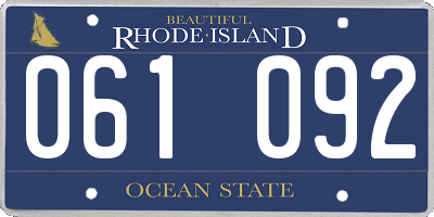 RI license plate 061092