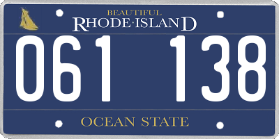 RI license plate 061138