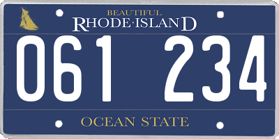 RI license plate 061234