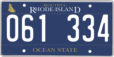 RI license plate 061334