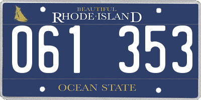 RI license plate 061353