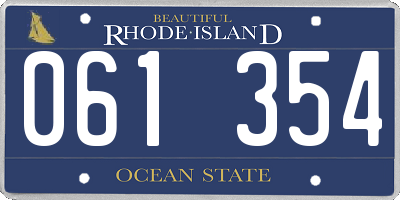 RI license plate 061354