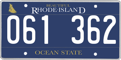 RI license plate 061362