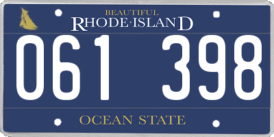 RI license plate 061398