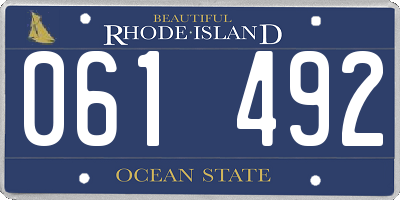 RI license plate 061492
