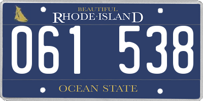RI license plate 061538
