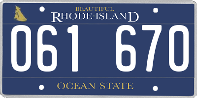 RI license plate 061670