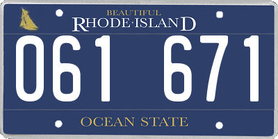 RI license plate 061671