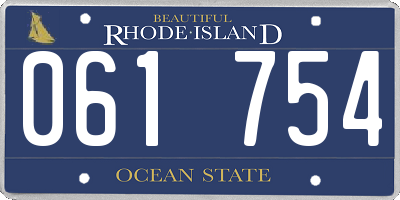 RI license plate 061754